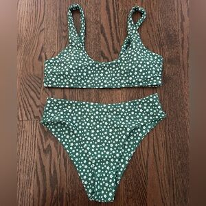 Green flower bathing suit
